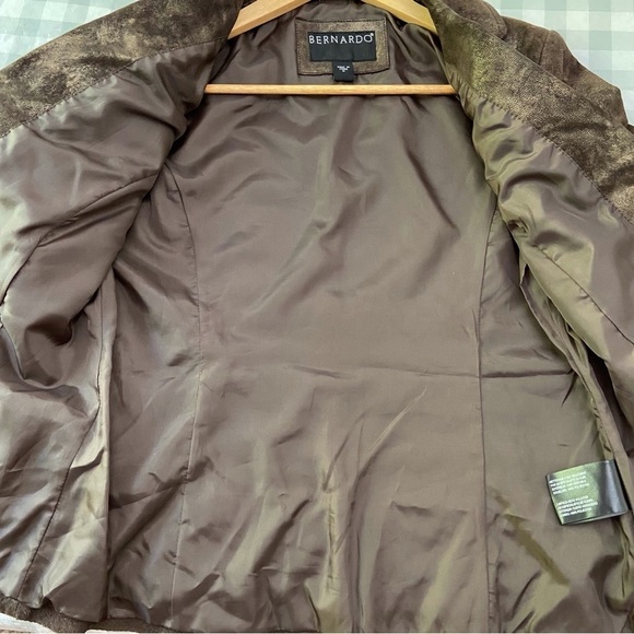 Brown leather blazer BERNARDO gold genuine leather jacket soft classy funky - Picture 9 of 16